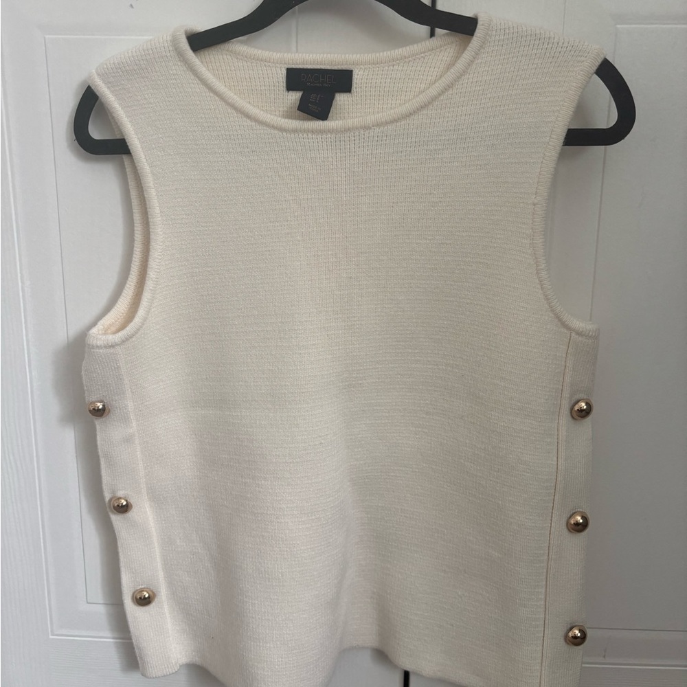 RACHEL Rachel Roy Cream Tank Top with Gold Buttons  similar to Zara knit vest
